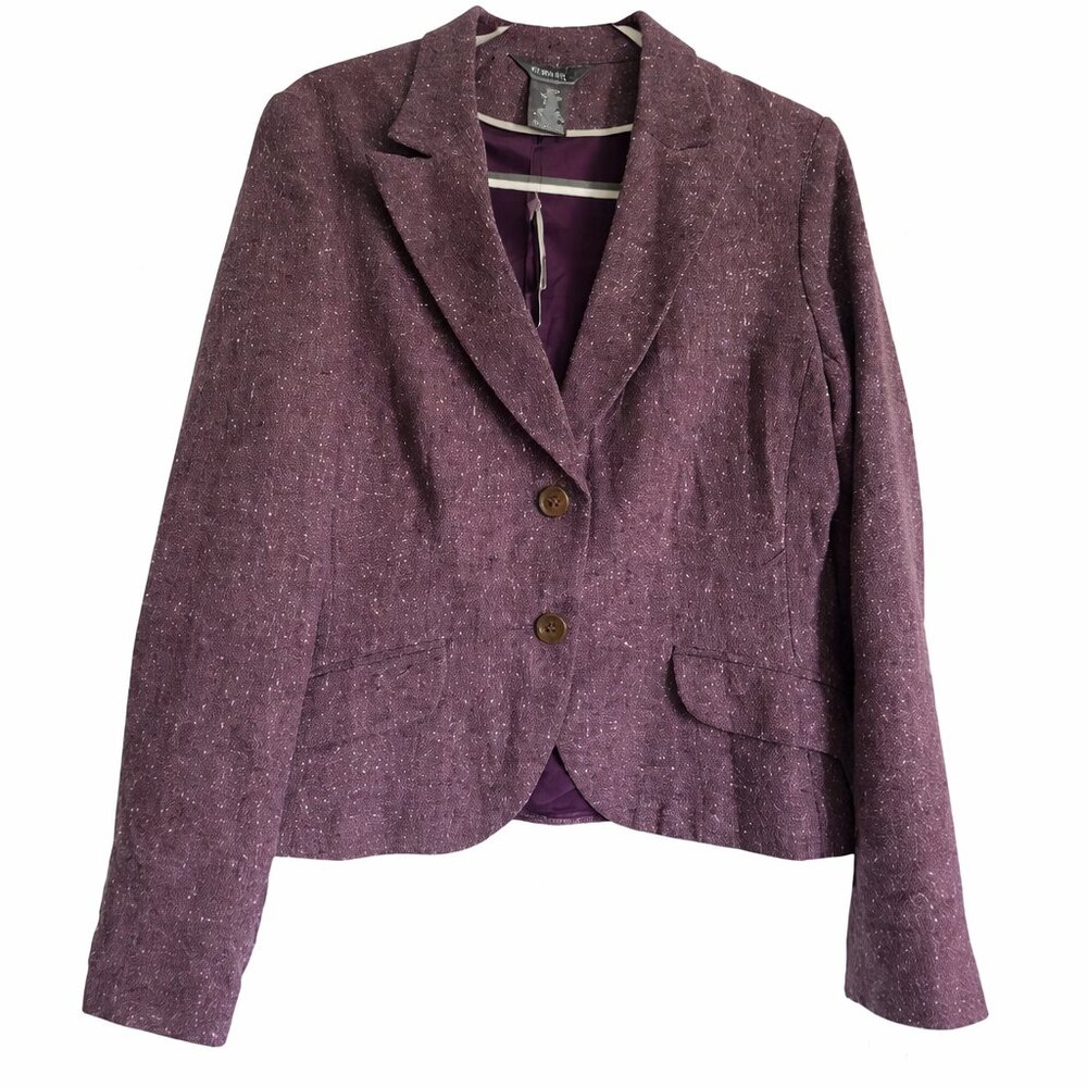 Vtg. George Women's Purple Grape Color Two Button Jacket W/2 Faux Front Pockets